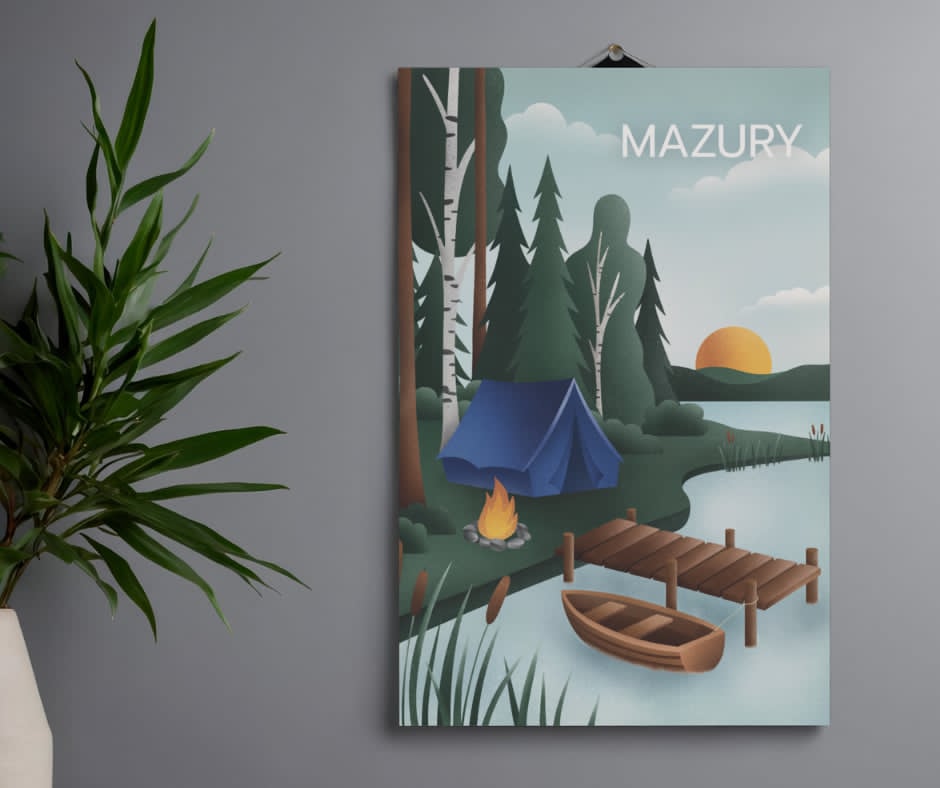 Plakat Mazury - biwak nad wodą