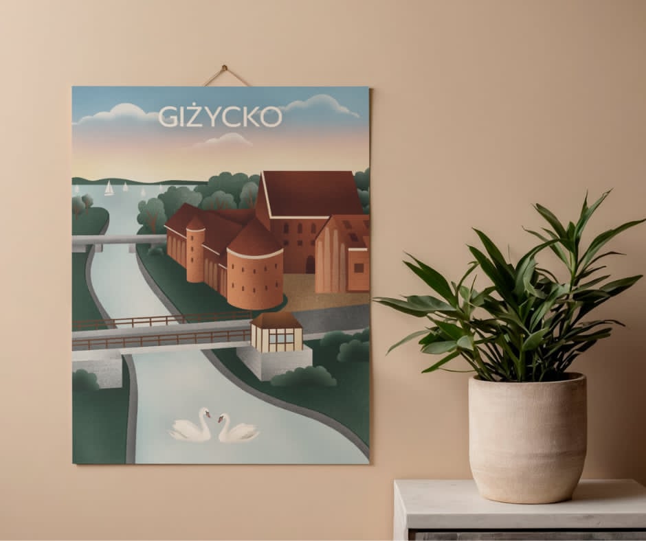 Plakat Giżycko - zamek i kanał